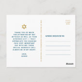 Carte Postale Bat Mitzvah Or Turquoise Agate Script Merci (Dos)