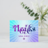 Carte Postale Bat mitzvah Retro bleu violet Merci dégradé (Debout devant)