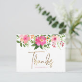 Carte Postale Bat mitzvah rose Floral Merci de script or (Debout devant)