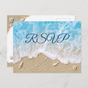 Carte postale Bat mitzvah RSVP Blue Beach Waves