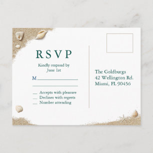 Carte postale Bat mitzvah RSVP Turquoise Beach Wav