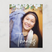 Carte Postale Bat mitzvah Script Photo Gold Floral Merci (Devant)