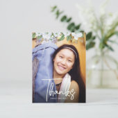 Carte Postale Bat mitzvah Script Photo Gold Floral Merci (Debout devant)