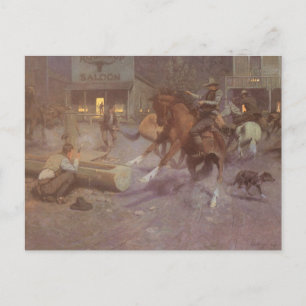 Carte Postale Bataille au Roundup Saloon par EW Gollings