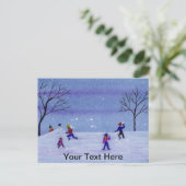 Carte Postale Bataille de boules de neige (Debout devant)