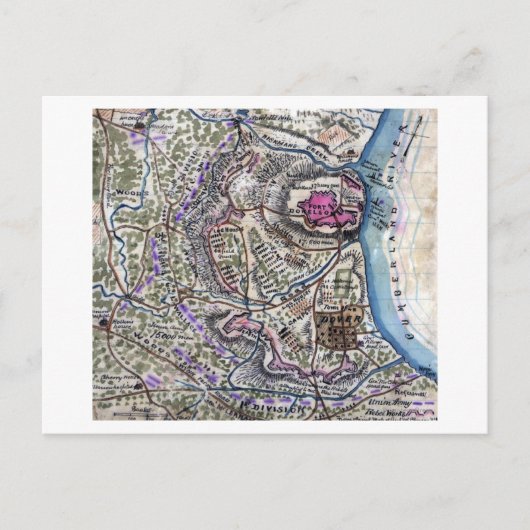 Carte Postale Bataille de Fort Donelson - Panorama de la guerre (Devant)