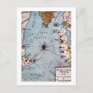 Carte Postale Bataille de Fort Sumter - Guerre de Sécession pano