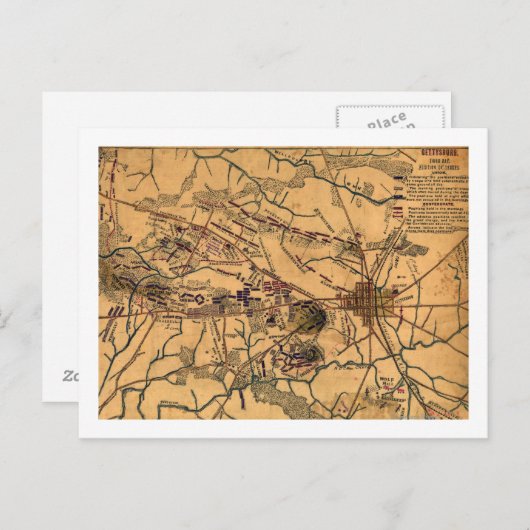 Carte Postale Bataille de Gettysburg 14 (Devant / Derrière)