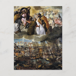 Carte Postale Bataille de Lepanto par Paolo Veronese
