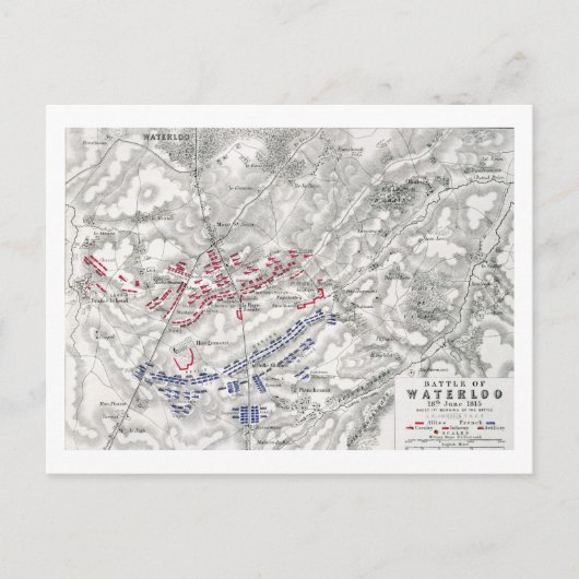 Carte Postale Bataille de Waterloo, 18 juin 1815, feuille 1 (eng (Devant)