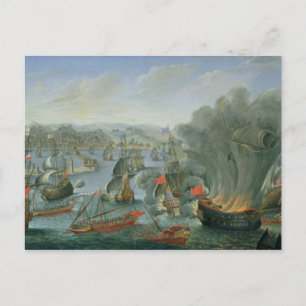 Carte Postale Bataille navale avec la flotte espagnole