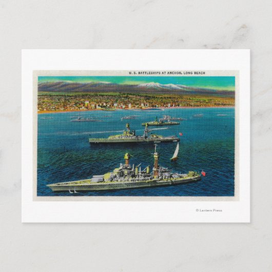 Carte Postale Bataillons américains ancrés à Long Beach (Devant)