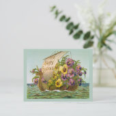 Carte Postale Bateau à fleurs vintage (Debout devant)