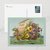 Carte Postale Bateau à fleurs vintage (Devant / Derrière)