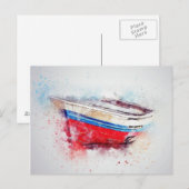 Carte Postale Bateau à l'aquarelle (Devant / Derrière)
