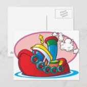 Carte Postale Bateau à moteur à dessin (Devant / Derrière)