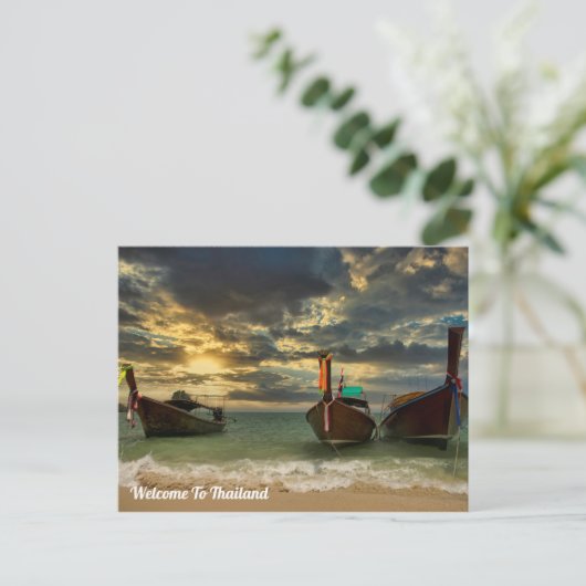 Carte Postale Bateau à queue longue de Thaïlande (Debout devant)