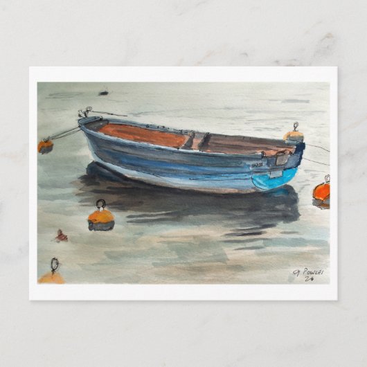 Carte Postale Bateau à rames – Art côtier (Devant)