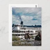 CARTE POSTALE BATEAU À ROUES À AUBES DELTA QUEEN PEINTURE À L'AQ (Devant / Derrière)