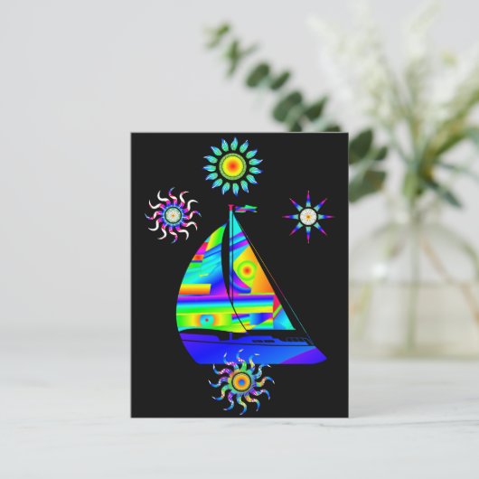 Carte postale bateau à voile (Debout devant)