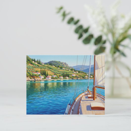 Carte Postale Bateau à voile à Corfou Grèce Voyage (Debout devant)