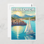 Carte Postale Bateau à voile à Majorque Espagne Voyage (Devant / Derrière)