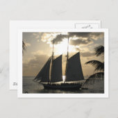 Carte Postale Bateau à voile à Sunset (Devant / Derrière)