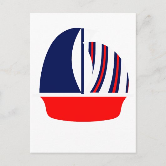Carte Postale Bateau à voile bleu rouge (Devant)