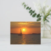 Carte Postale Bateau à voile de coucher du soleil (Debout devant)