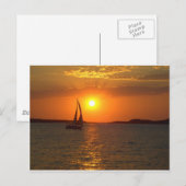 Carte Postale Bateau à voile de coucher du soleil (Devant / Derrière)