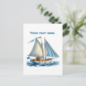 Carte Postale Bateau à voile de plage mignon ajouter du texte (Debout devant)