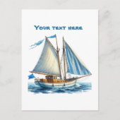 Carte Postale Bateau à voile de plage mignon ajouter du texte (Devant)