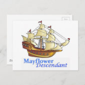 Carte Postale Bateau à voile Descendant Mayflower (Devant / Derrière)