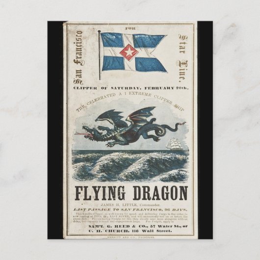 Carte Postale Bateau à voile Dragon Clipper 1858 (Devant)