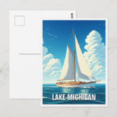 Carte Postale Bateau à voile du lac Michigan (Devant / Derrière)