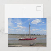 Carte Postale Bateau à voiles rouge (Devant / Derrière)