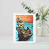 Carte Postale Bateau au soleil (Debout devant)