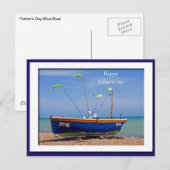 Carte Postale Bateau bleu fête des pères (Devant / Derrière)