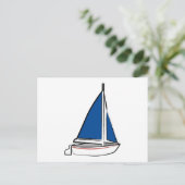 Carte Postale Bateau Brosse à voile bleu (Debout devant)