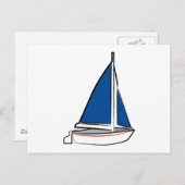 Carte Postale Bateau Brosse à voile bleu (Devant / Derrière)
