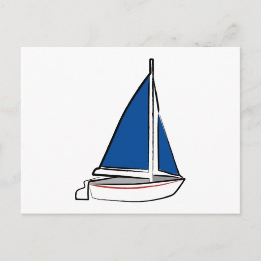 Carte Postale Bateau Brosse à voile bleu (Devant)