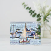 Carte Postale Bateau classique au coucher du soleil à Port Hadlo (Debout devant)