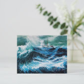 Carte Postale Bateau dans la mer dans la tempête (Debout devant)