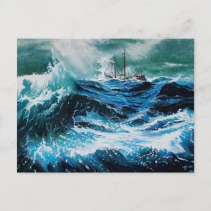 Carte Postale Bateau dans la mer dans la tempête