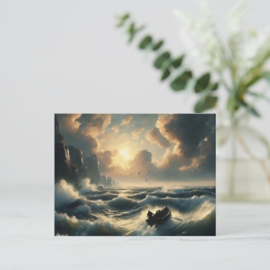 Carte Postale Bateau dans les eaux froides, (Debout devant)