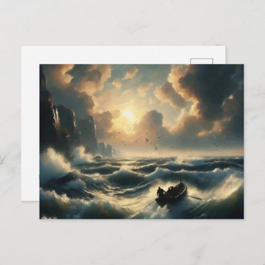 Carte Postale Bateau dans les eaux froides, (Devant / Derrière)