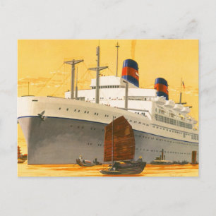 Carte Postale Bateau de croisière vintage en Orient avec Junks B