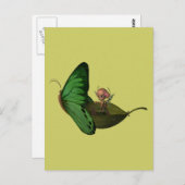 Carte Postale Bateau de fée et papillon (Devant / Derrière)