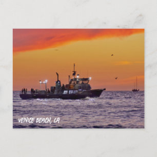 Carte Postale Bateau De Pêche Au Coucher Du Soleil - Venice Beac