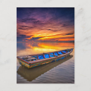 Carte Postale Bateau De Pêche Au lever Du Soleil   Plage de Juba